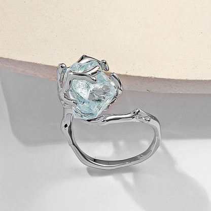 Ice Clear Blue Gem Sweet Cool Fresh Ring