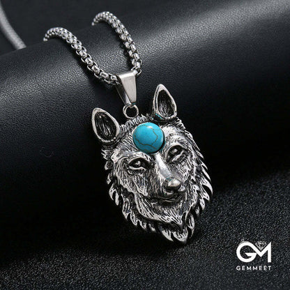 Domineering Simple Alloy Wolf Head Men's Skull Necklace