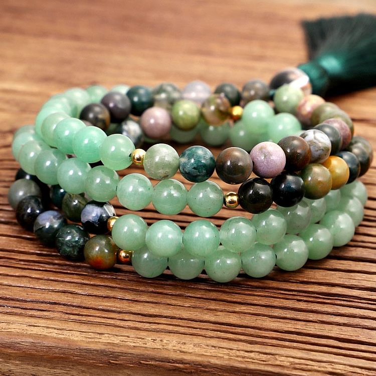 Green Aventurine Indian Agate Necklace Bracelet