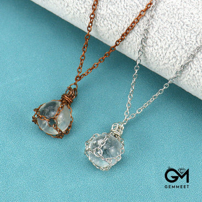 Vintage Crystal Ball Net Pendant Necklace