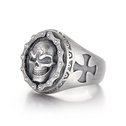 Vintage Men's Oversized Skull Crusader Ring