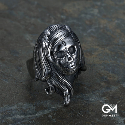 Gothic Skull Beauty Titanium Steel Ring