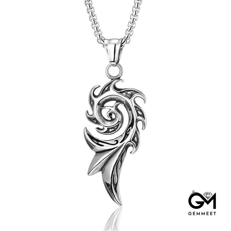 Vintage Flame Stainless Steel Pendant Necklace