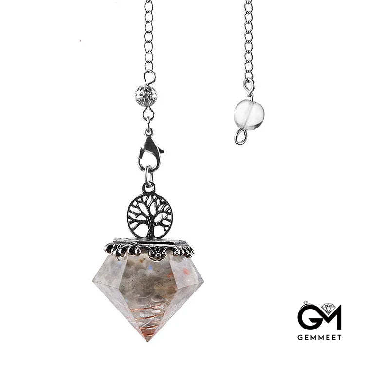 Crystal Geometric Tree of Life Pendulum