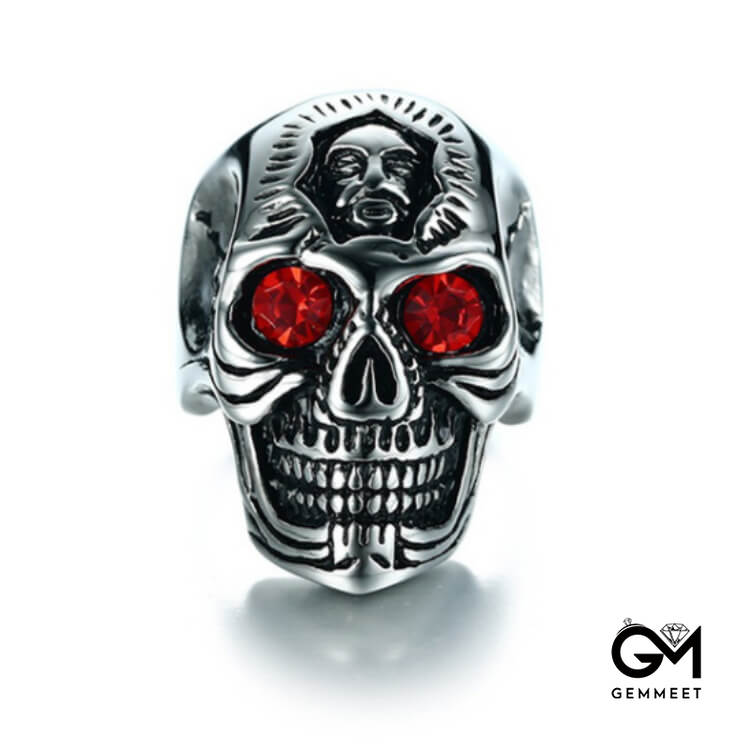 Vintage Punk Red-eyed Ghost Head Ring