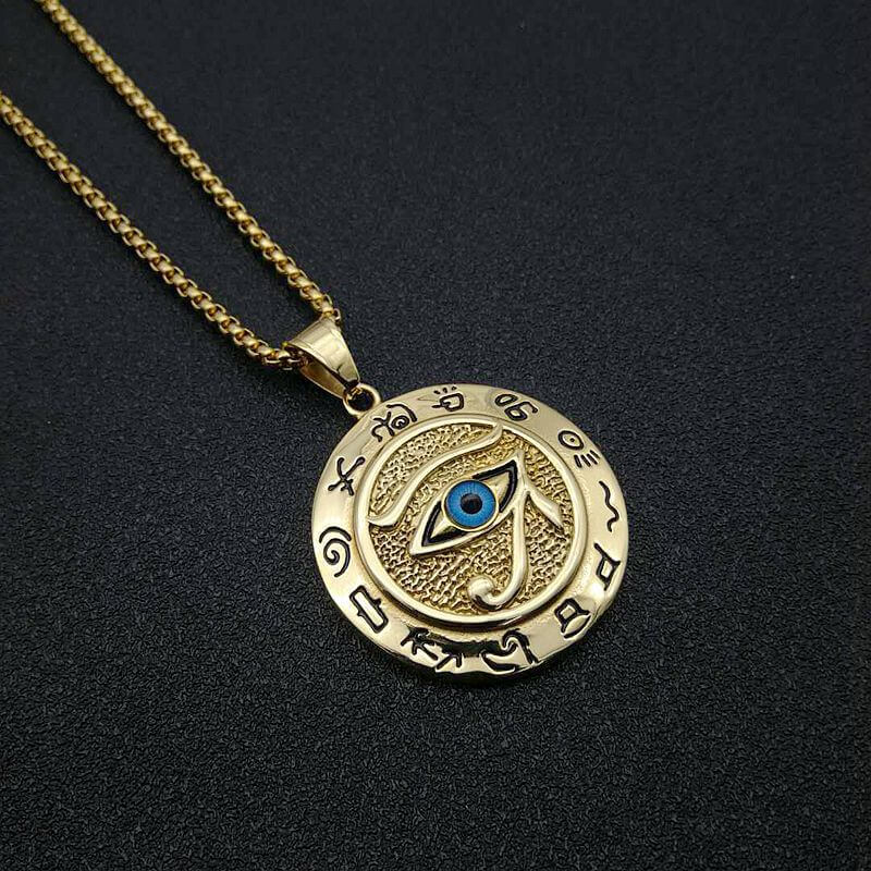 Ancient Egyptian Eye of Horus Titanium Steel Stainless Steel Pendant Eagle Head God Eye Necklace