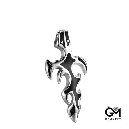 Stainless Steel Dripping Oil Cross Flame Necklace