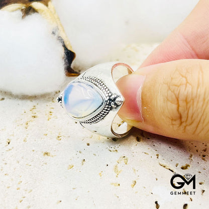 Simple Moonstone Retro Ring