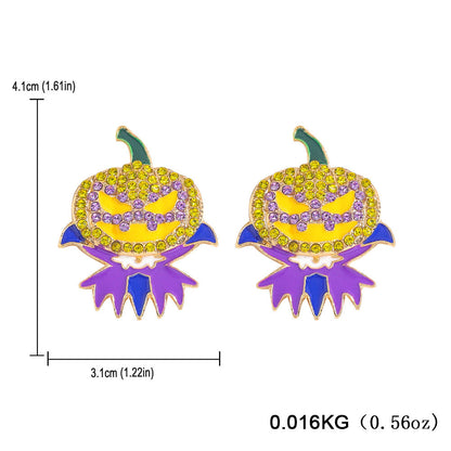 Halloween Pumpkin Set Zirconia Ghost Face Earrings