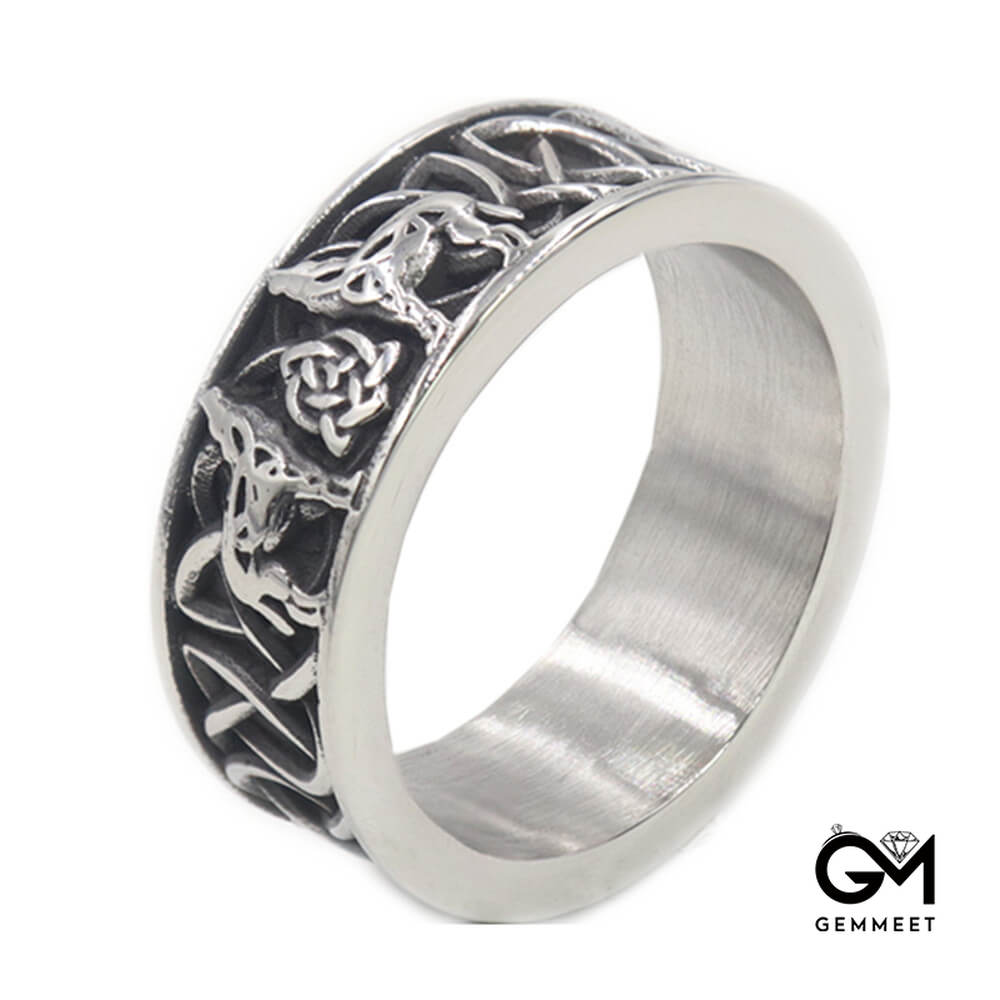 Stainless Steel Viking Wolf Personality Ring