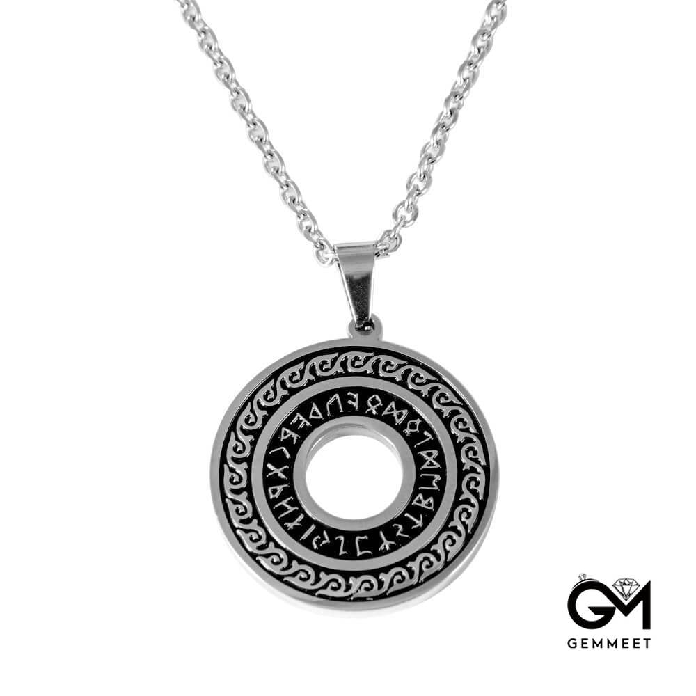 Vintage Disc Text Titanium Steel Necklace