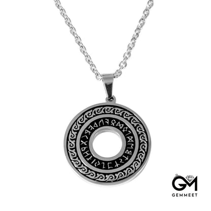 Vintage Disc Text Titanium Steel Necklace