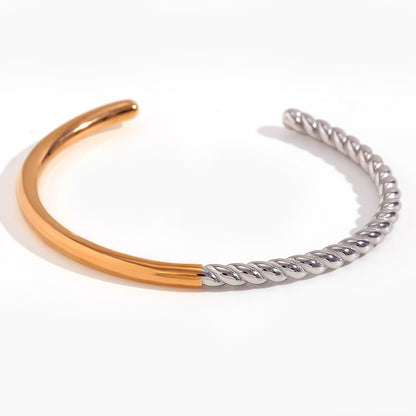 Stainless Steel Smooth Twist Color Matching Open Bracelet