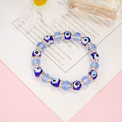 Blue Evil Eye & Hamsa Epoxy Zircon Bracelet