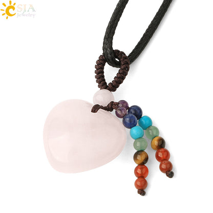 Chakra Color Stones Heart Shape Necklace