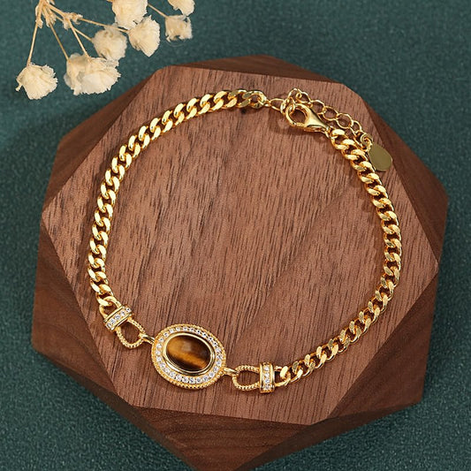 "The Book Of Galaxy" Tiger Eye Gold Bracelet