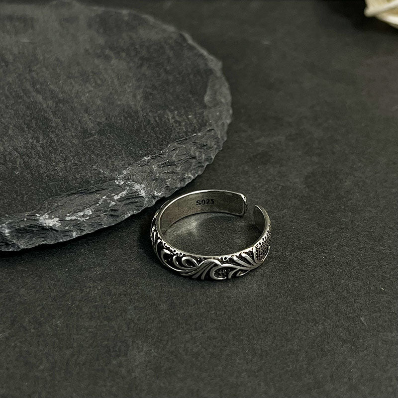 Men's Print Hip Hop Index Finger Open Totem Ring