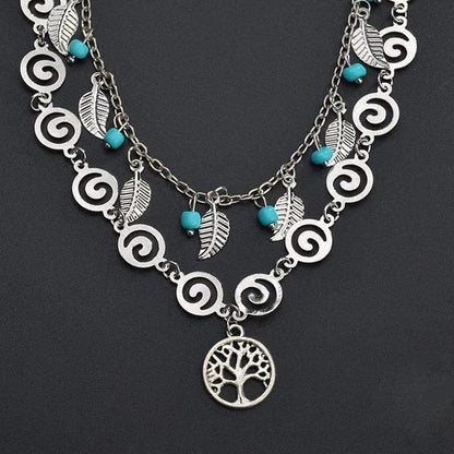 Turquoise Tree of Life Pendant Bracelet Anklet