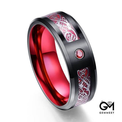 Dragon Pattern Metallic Red Ring