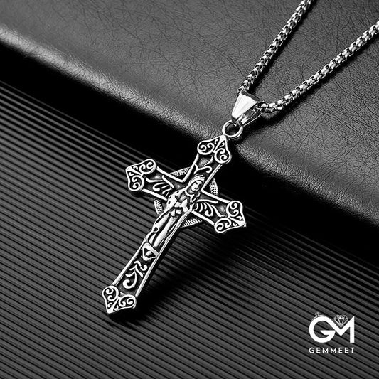 Stainless Steel Virgin Mary Cross Necklace