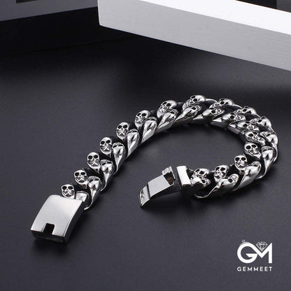 Men's Skull Punk Cuban Link Bracelet