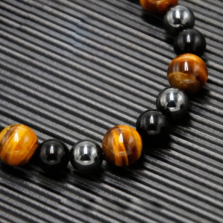 Healing Crystal Obsidian Tiger Eye Hematite Beads Necklace