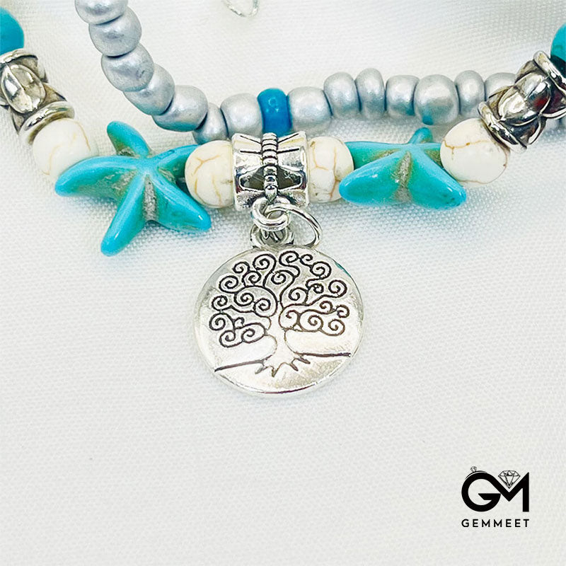 Turquoise Turtle Symbol Tree Bracelet Anklet