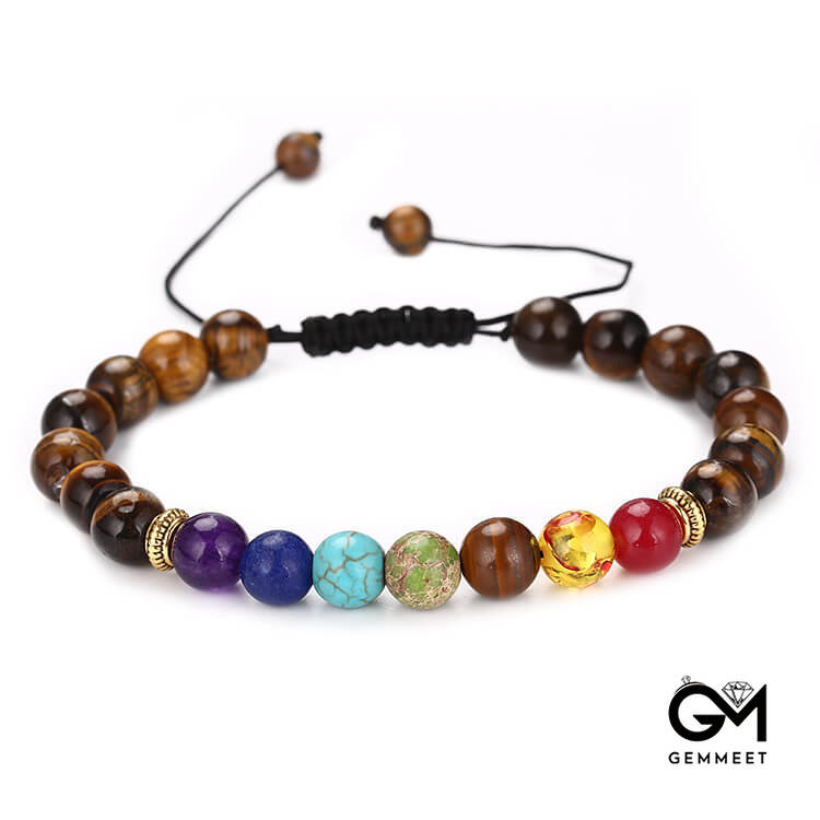 8mm Woven Shambhala Tiger Eye Bracelet