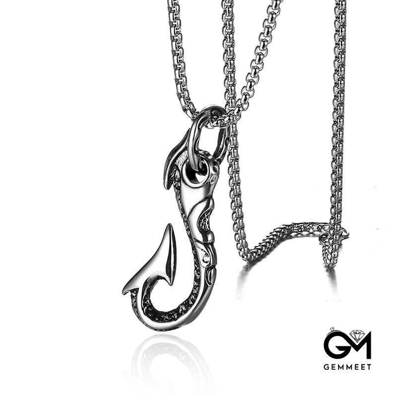 Titanium Wire Loop Fishhook Necklace