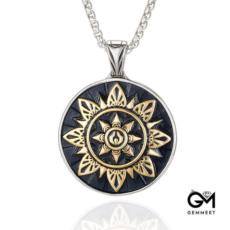 Stainless Steel Plated Gold Round Brand Vintage Necklace