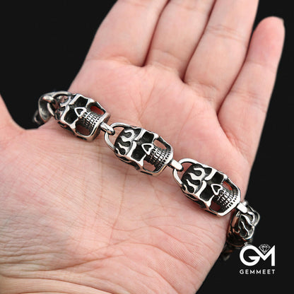 Punk Power Skull Titanium Steel Bracelet for Men