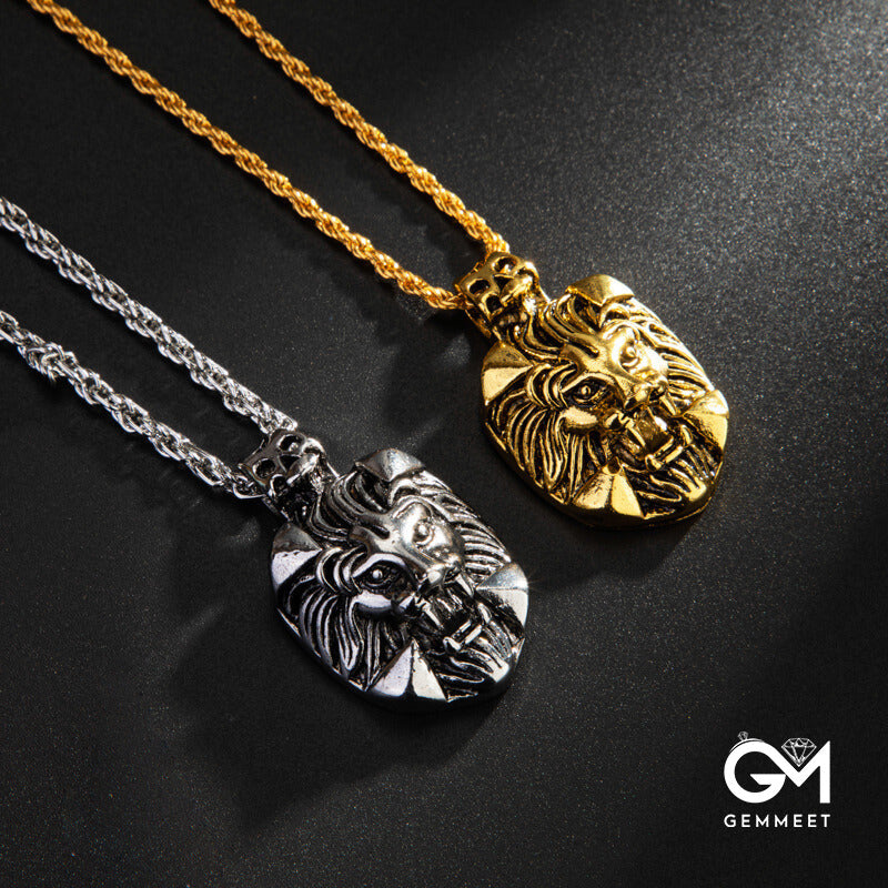 Stylish Square Lion Head Pendant Necklace