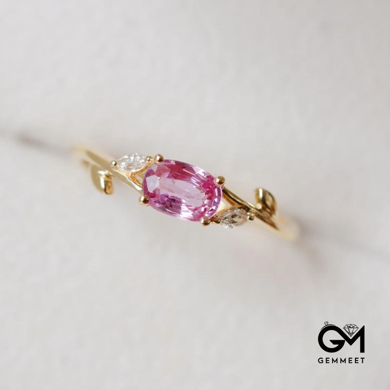 Light Luxury Gold Plated Pink Zircon Ring