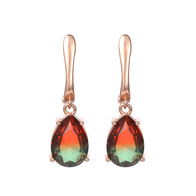 Pear Cut Color Gem Dangle Earrings