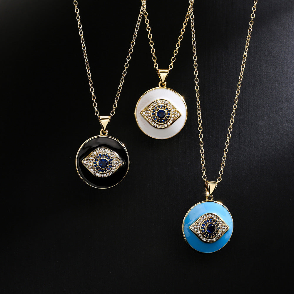 Evil Eye Disc Pendant Necklace