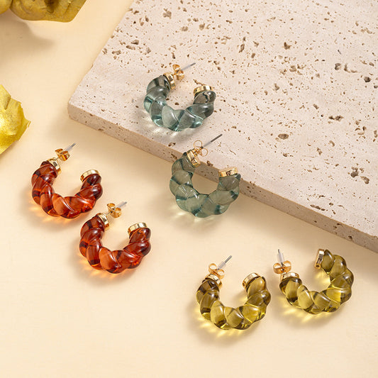 Color Resin Rope Shape Chunky Earrings