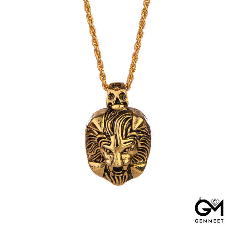 Stylish Square Lion Head Pendant Necklace