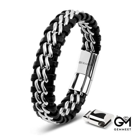 Men's Woven Leather Bracelet