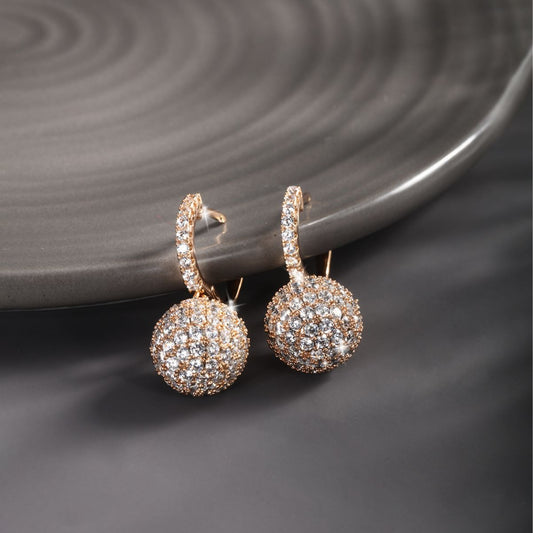 Exquisite Ball and Planet Inlaid Zircon Earrings