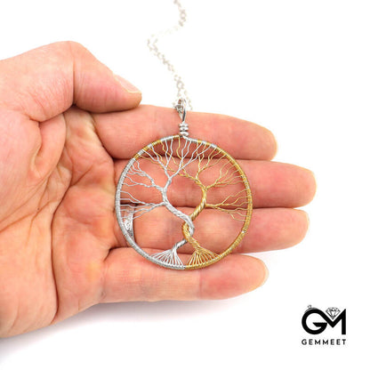 Copper Wire Double Color Tree of Life Necklace