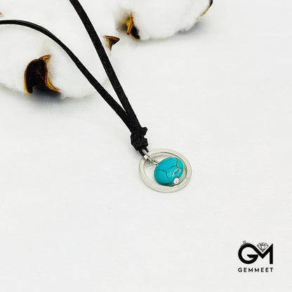 Retro Turquoise Leather Necklace