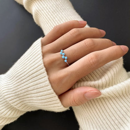 Turquoise Series Of Six Spliced Adjustable Rings