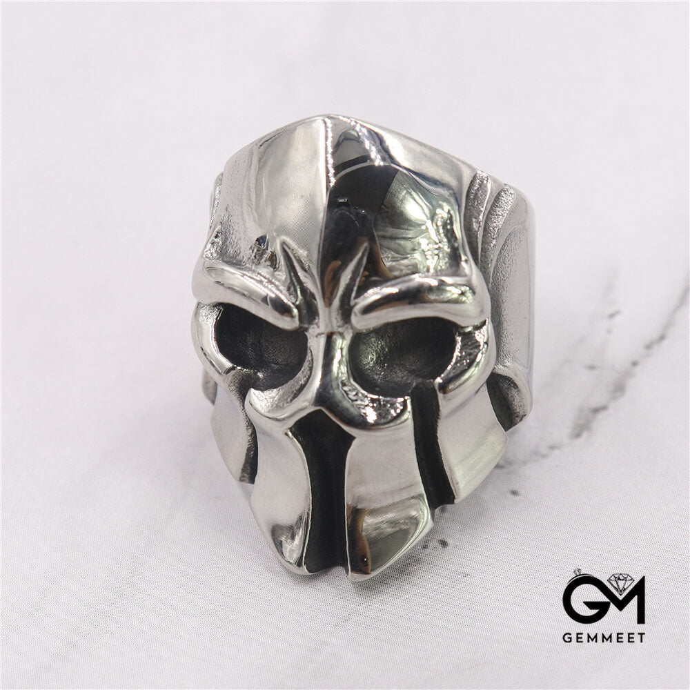 Retro Spartan Warrior Helmet Mask Skull Ring