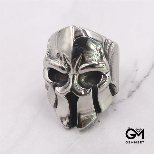 Retro Spartan Warrior Helmet Mask Skull Ring