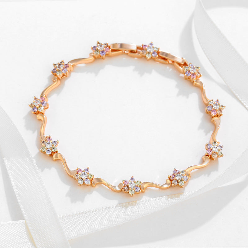 Colorful Zirconium-plated Flower Bracelets