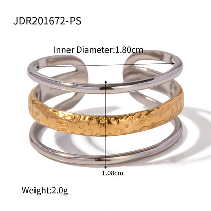 Stainless Steel Three Layer Line Open Ring