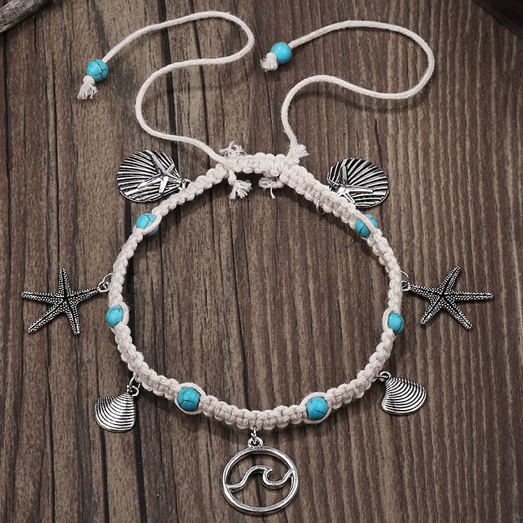 Turquoise Starfish Wave Charm Bracelet Anklet