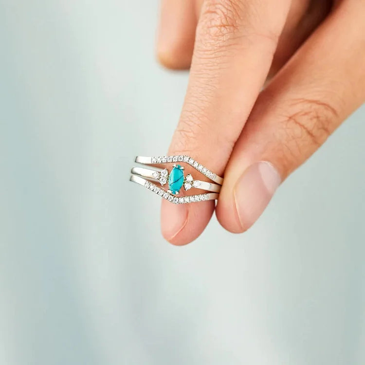 S925 Sterling Silver Turquoise Two-piece Ring