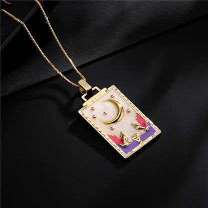 Moon Star Tarot Card Necklace