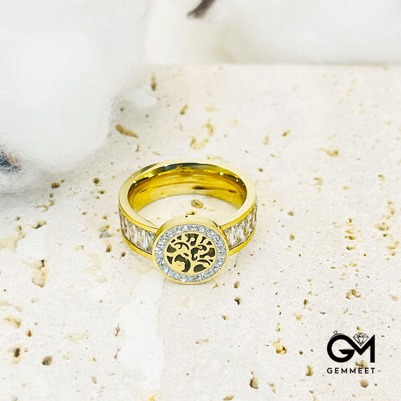 Elegant Zircon Tree of Life Ring